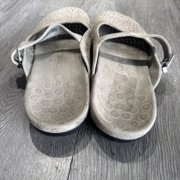 Vionic Lidia Mules Womens 10 Gray Suede Leather Laser Cut Mary Jane Comfort - Picture 6 of 8